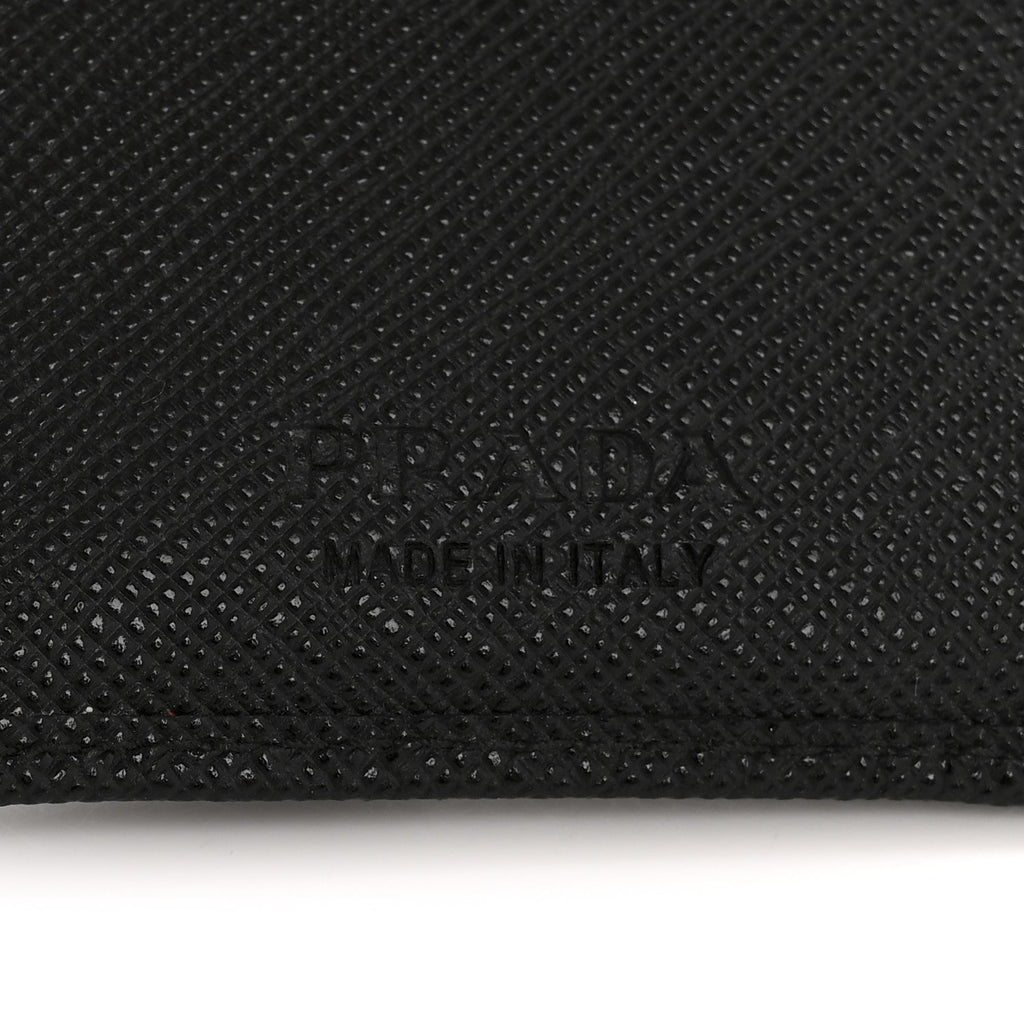 Prada Saffiano Triangle Card Holder Black