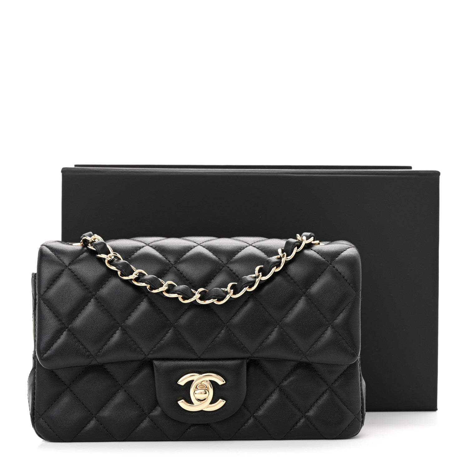Chanel Lambskin Quilted Mini Rectangular Flap Black