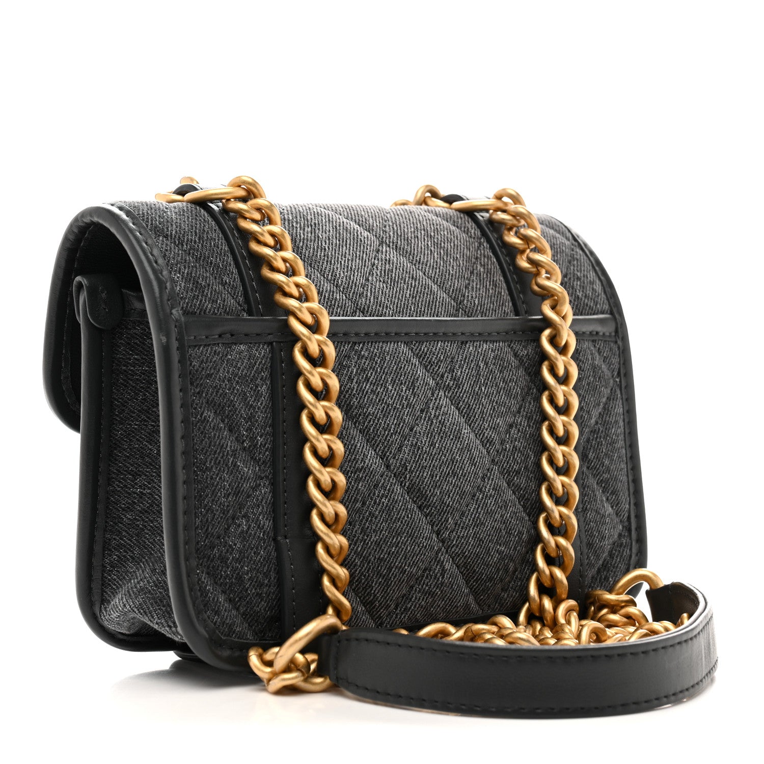 Chanel Denim Quilted Mini Flap Grey