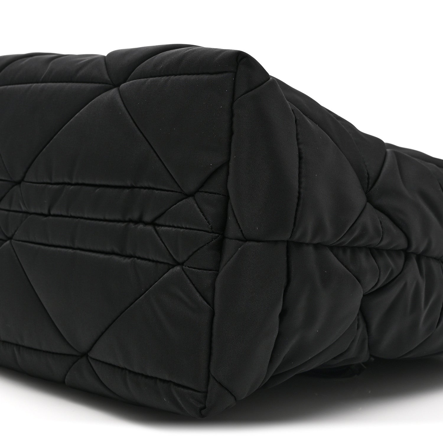 Prada Re-Nylon Nappa Triangle Quilted Padded Small Double Handled Zip Tote Black