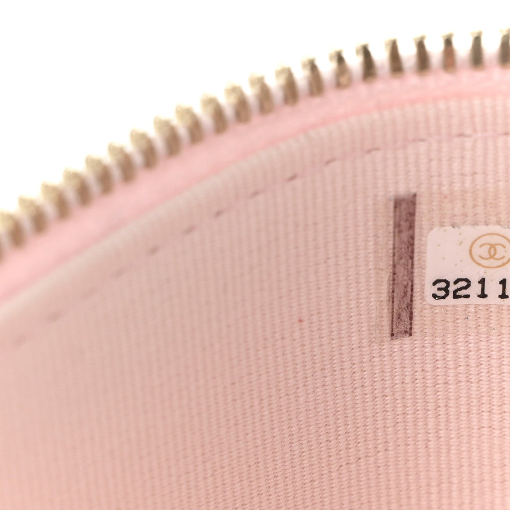 Chanel Lambskin Quilted Mini Vanity Case With Pearl Chain Light Pink