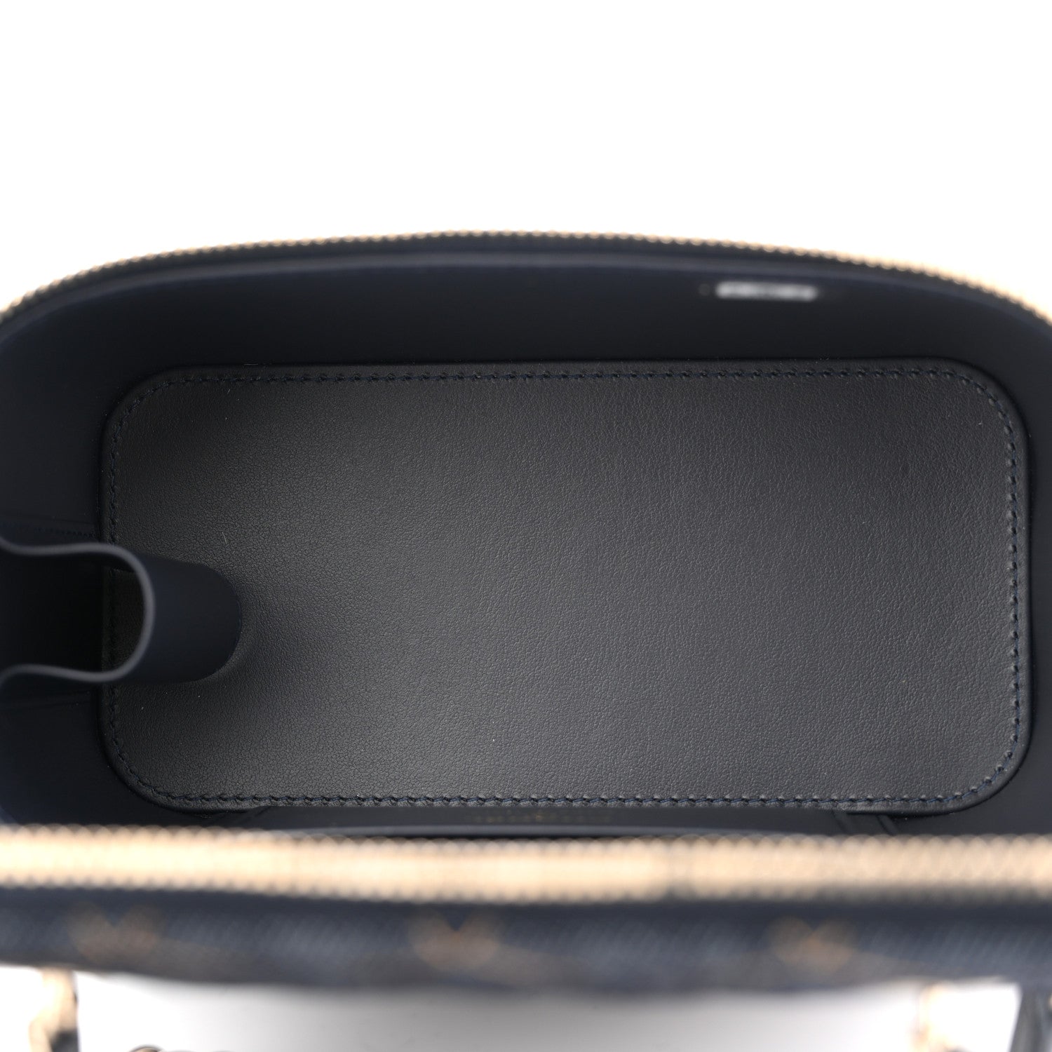 Chanel Denim Quilted Vanity Case With Chain Dark Blue