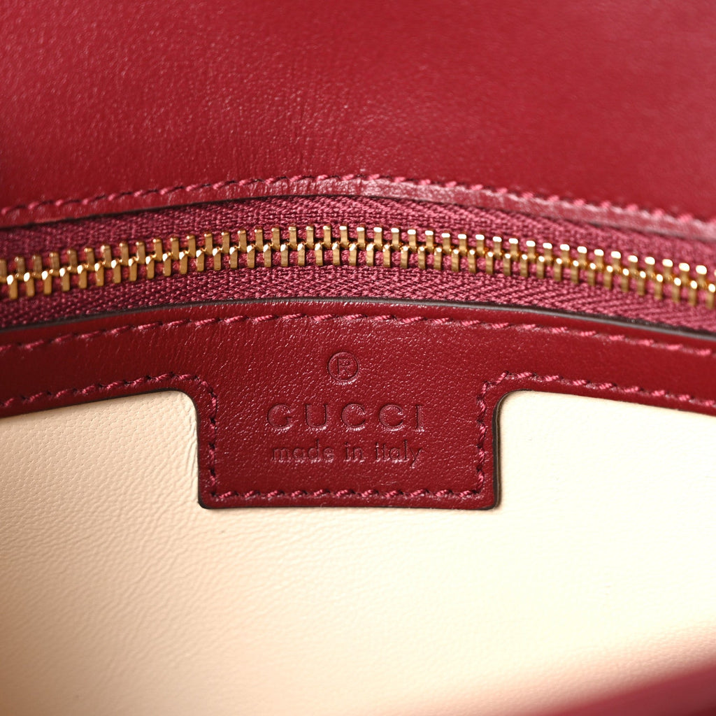 Gucci Calfskin Matelasse Small GG Marmont Shoulder Bag Ancora Red