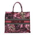 Christian Dior Canvas Embroidered Large Toile de Jouy Voyage Book Tote Fuchsia Multicolor