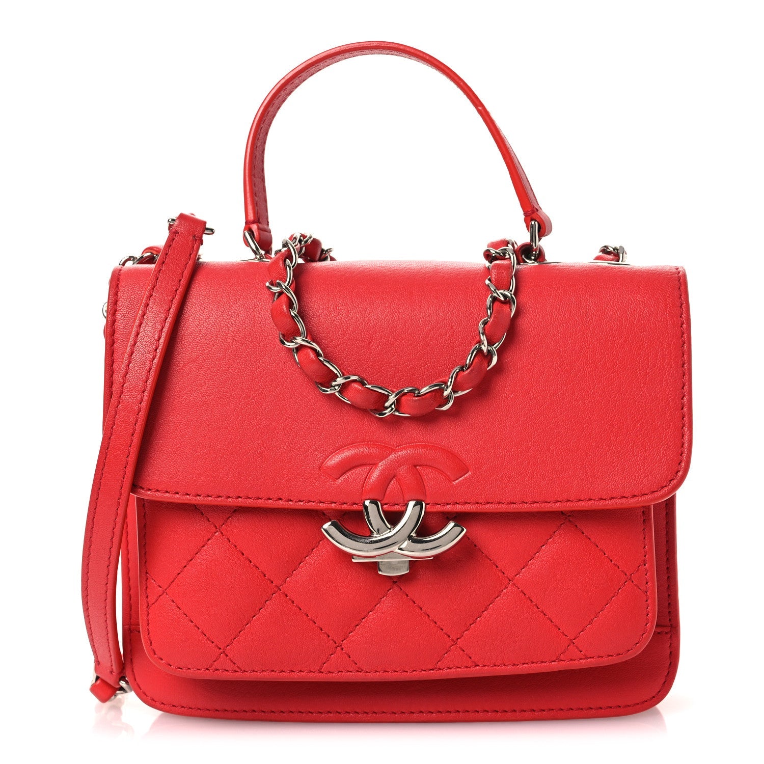 Chanel Goatskin Quilted Small CC Box Flap Red