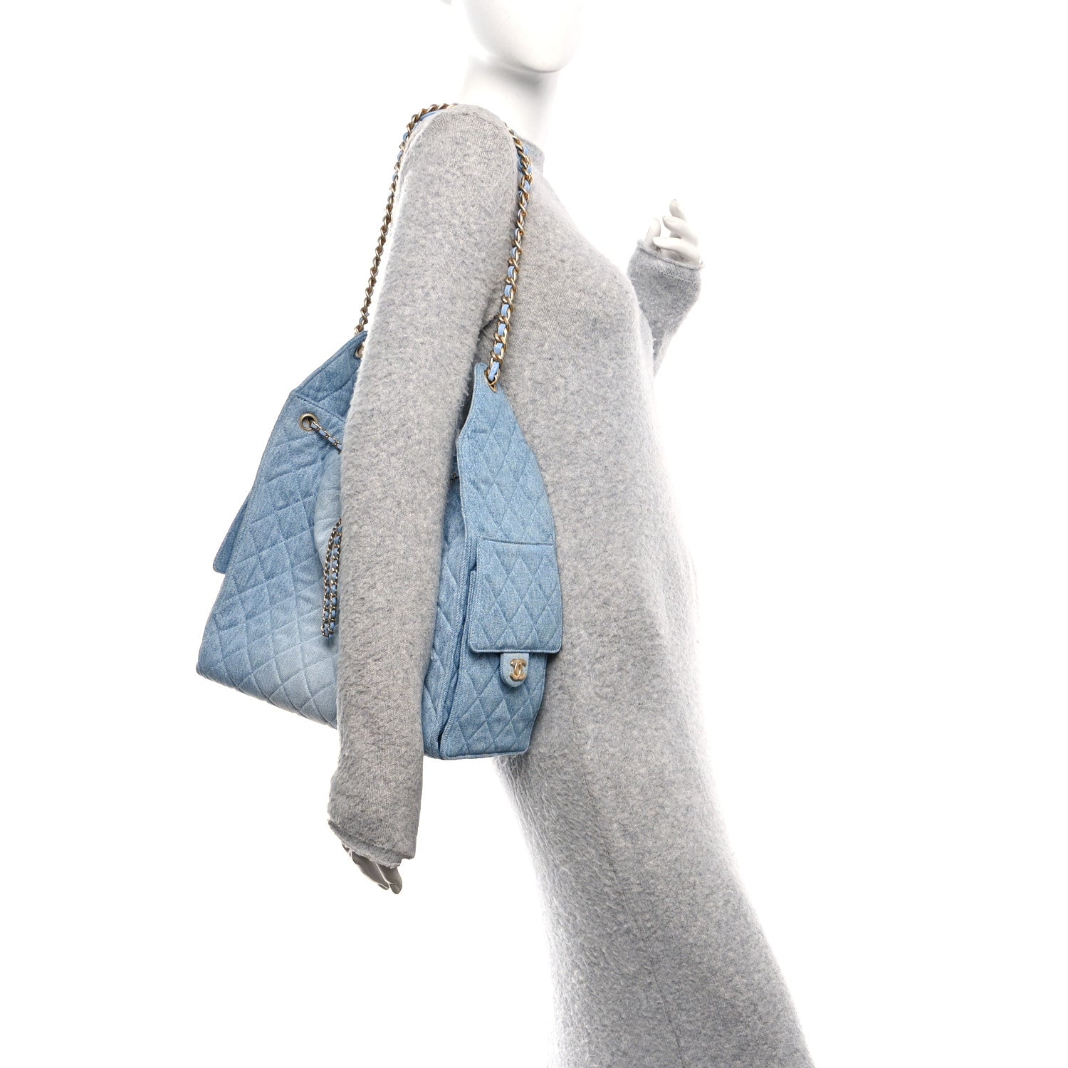 Chanel Washed Denim Quilted Medium Chanel 25 Handbag Blue