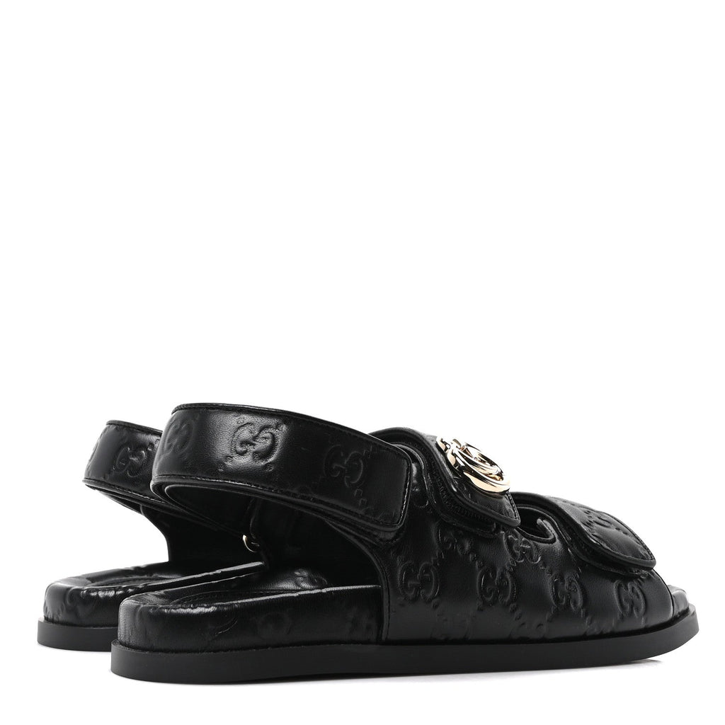 Gucci Guccissima GG Embossed Womens Sandals 37 Black