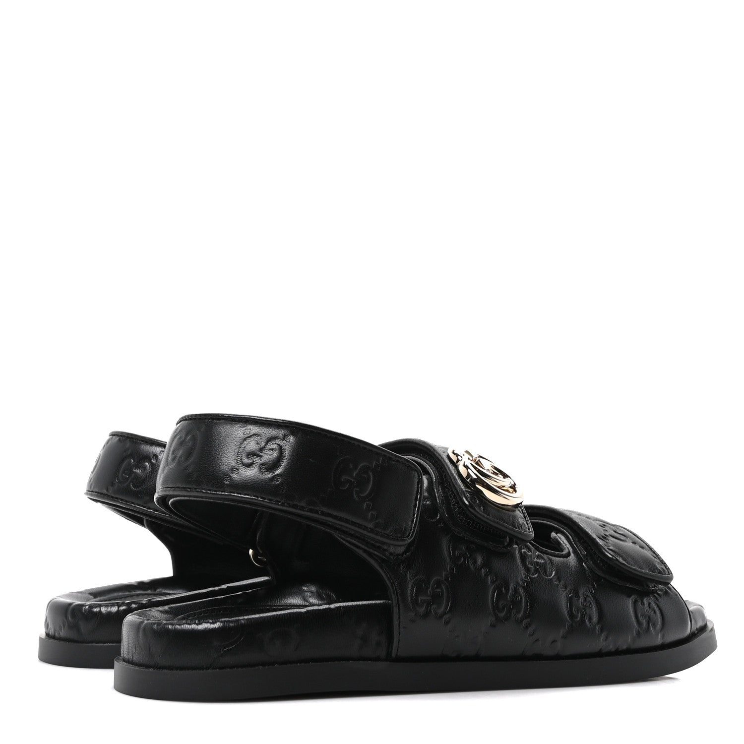 Gucci Guccissima GG Embossed Womens Sandals 37 Black