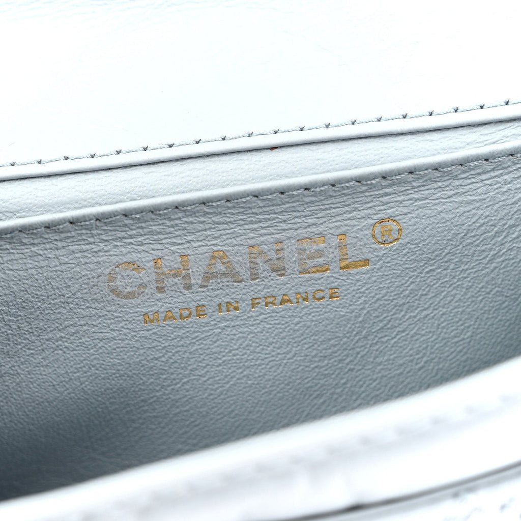 Chanel Aged Calfskin Quilted 2.55 Reissue Chain Waist Bag Light Blue