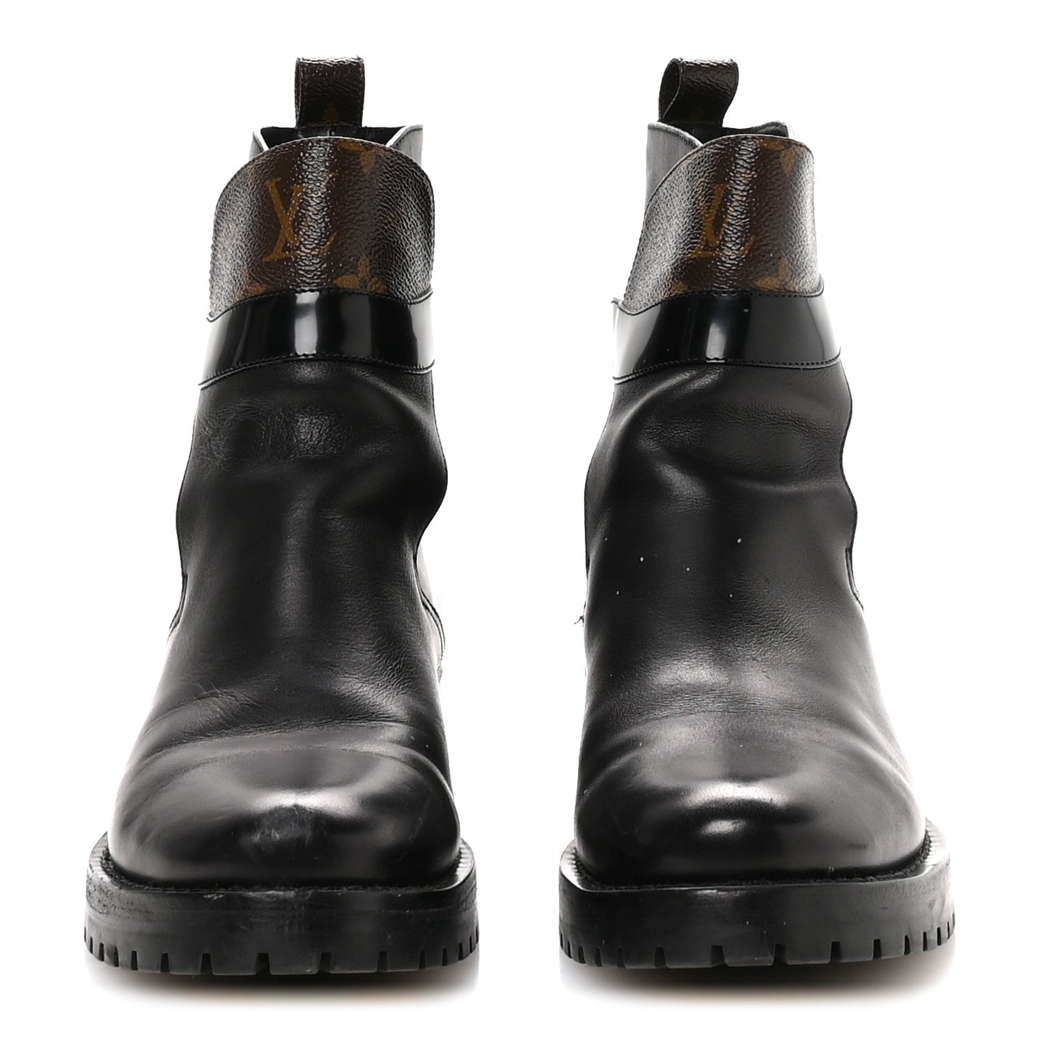 Louis Vuitton Calfskin Monogram Discovery Flat Ankle Boots 38 Black