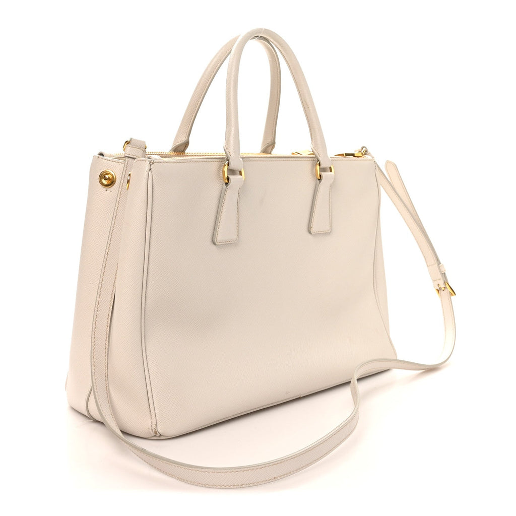 Prada Saffiano Lux Medium Galleria Double Zip Tote Talco