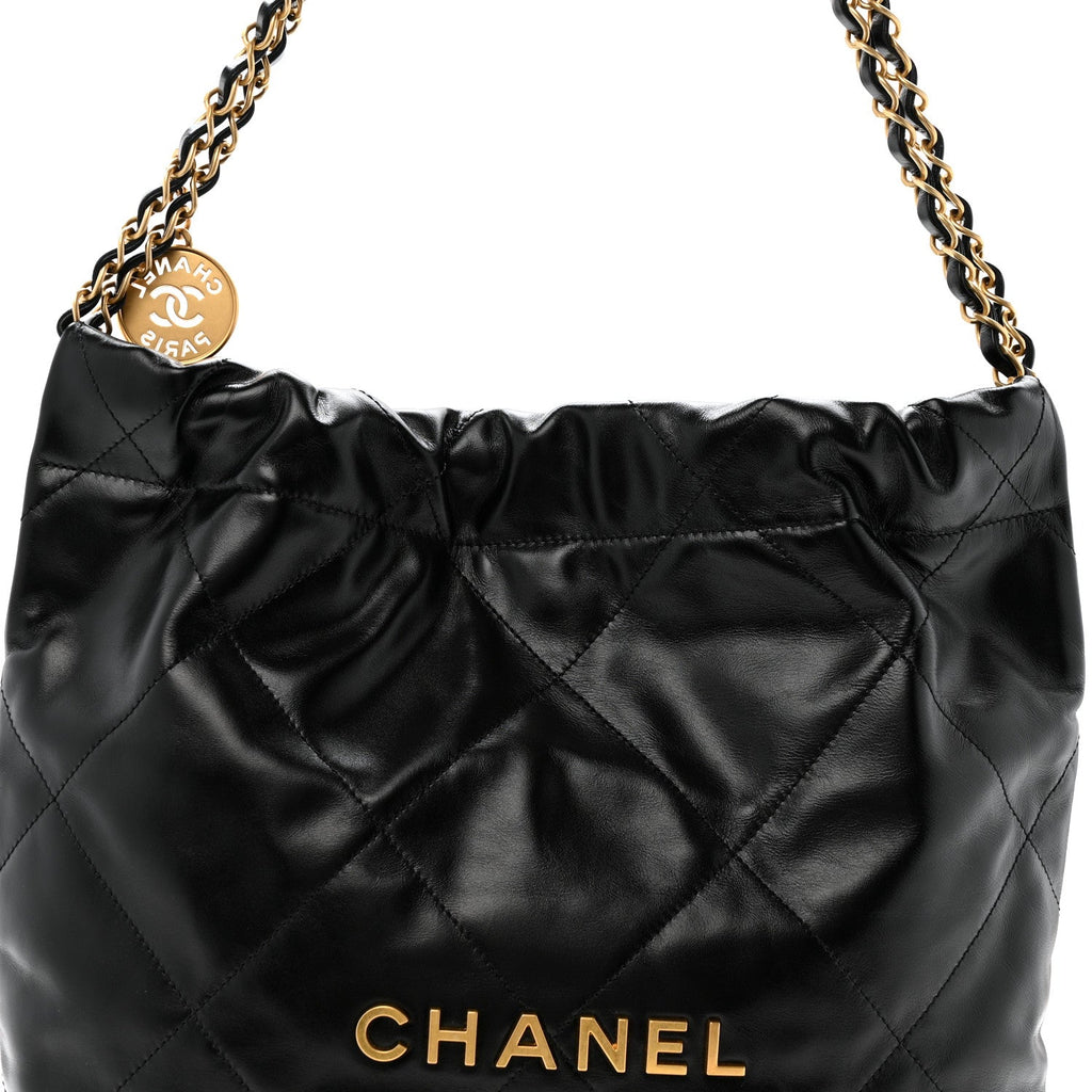Chanel Shiny Calfskin Quilted Small Chanel 22 Black