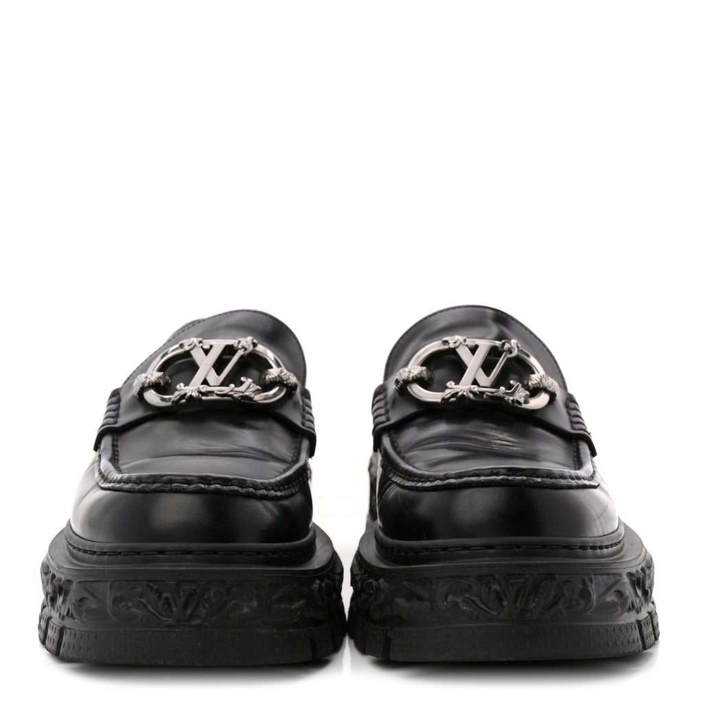 Louis Vuitton Calfskin Baroque Mens LV Loafers 8 Black