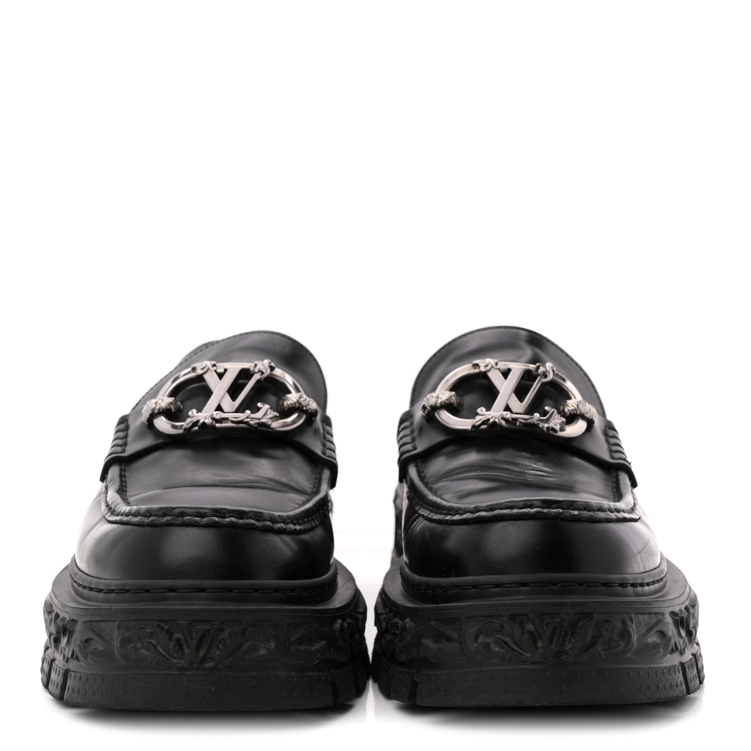 Louis Vuitton Calfskin Baroque Mens LV Loafers 8 Black