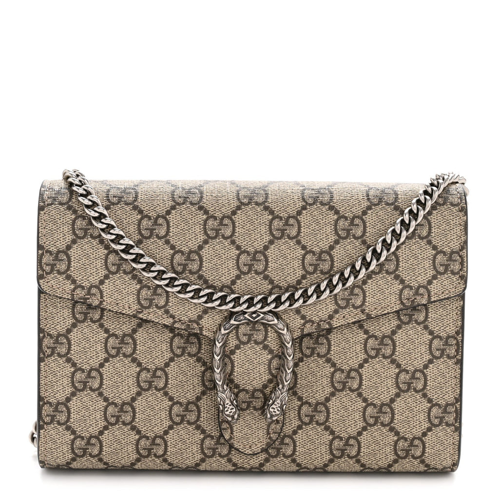 Gucci GG Supreme Monogram Mini Dionysus Chain Wallet Beige Taupe