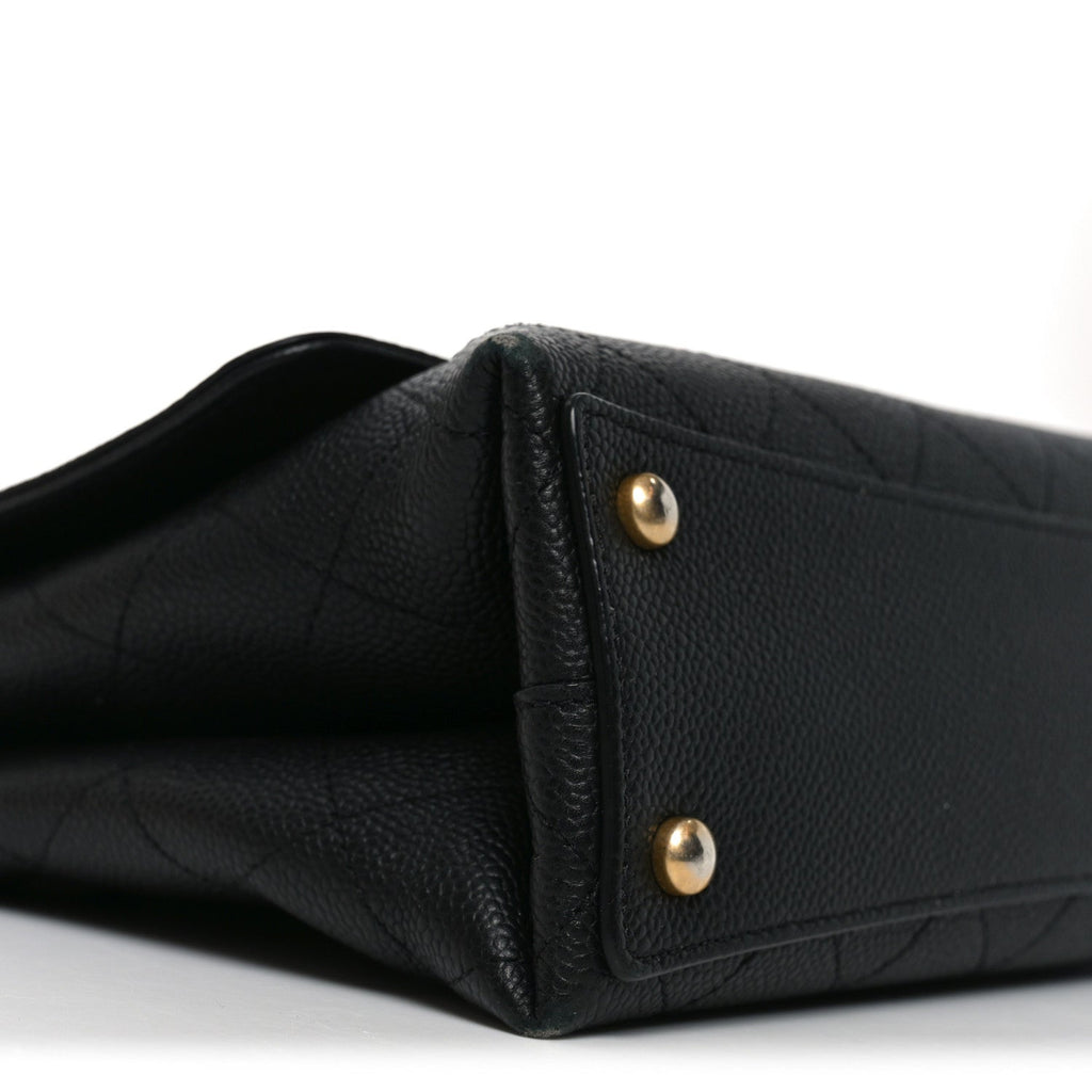 Chanel Caviar Diamond Stitched Top Handle Flap Black