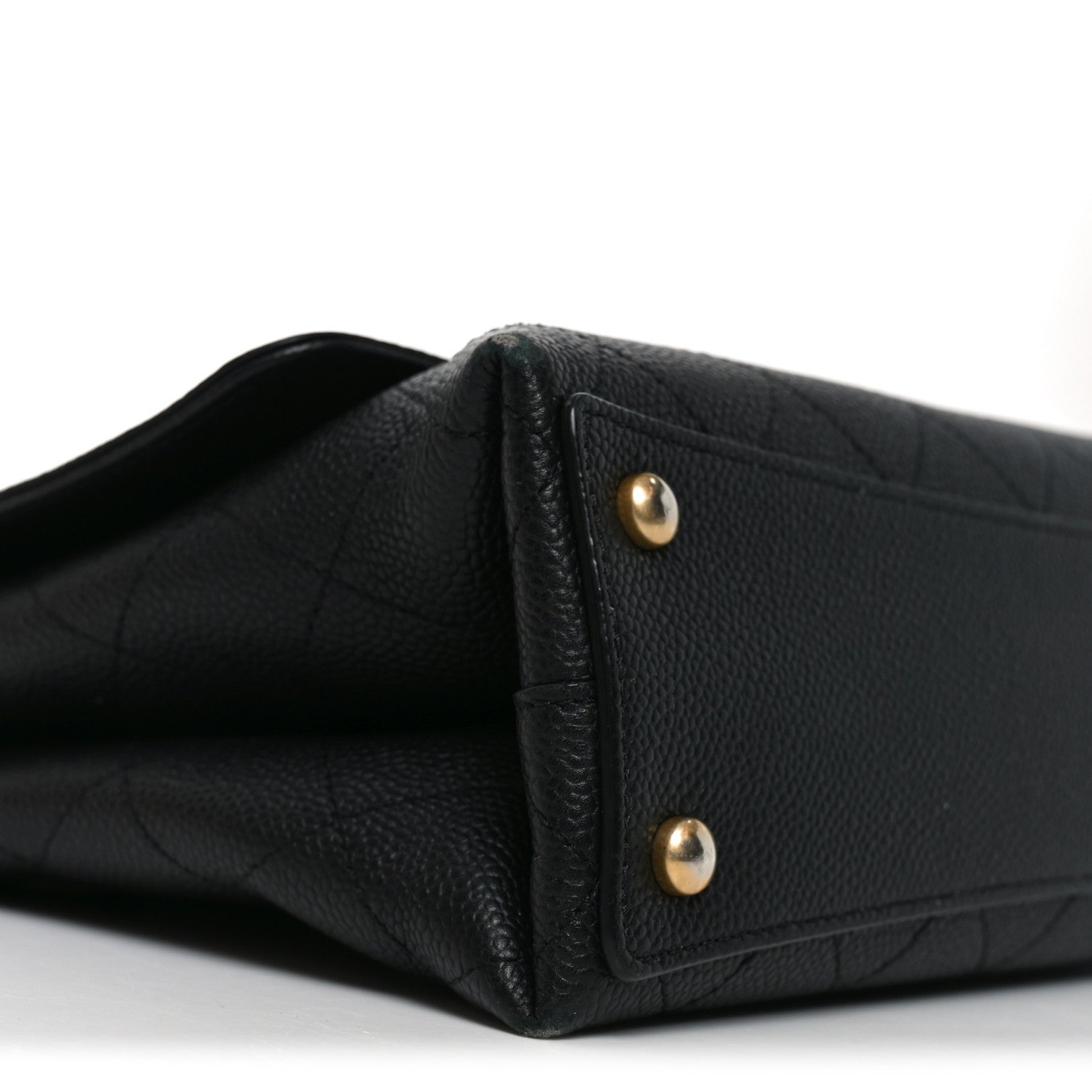 Chanel Caviar Diamond Stitched Top Handle Flap Black