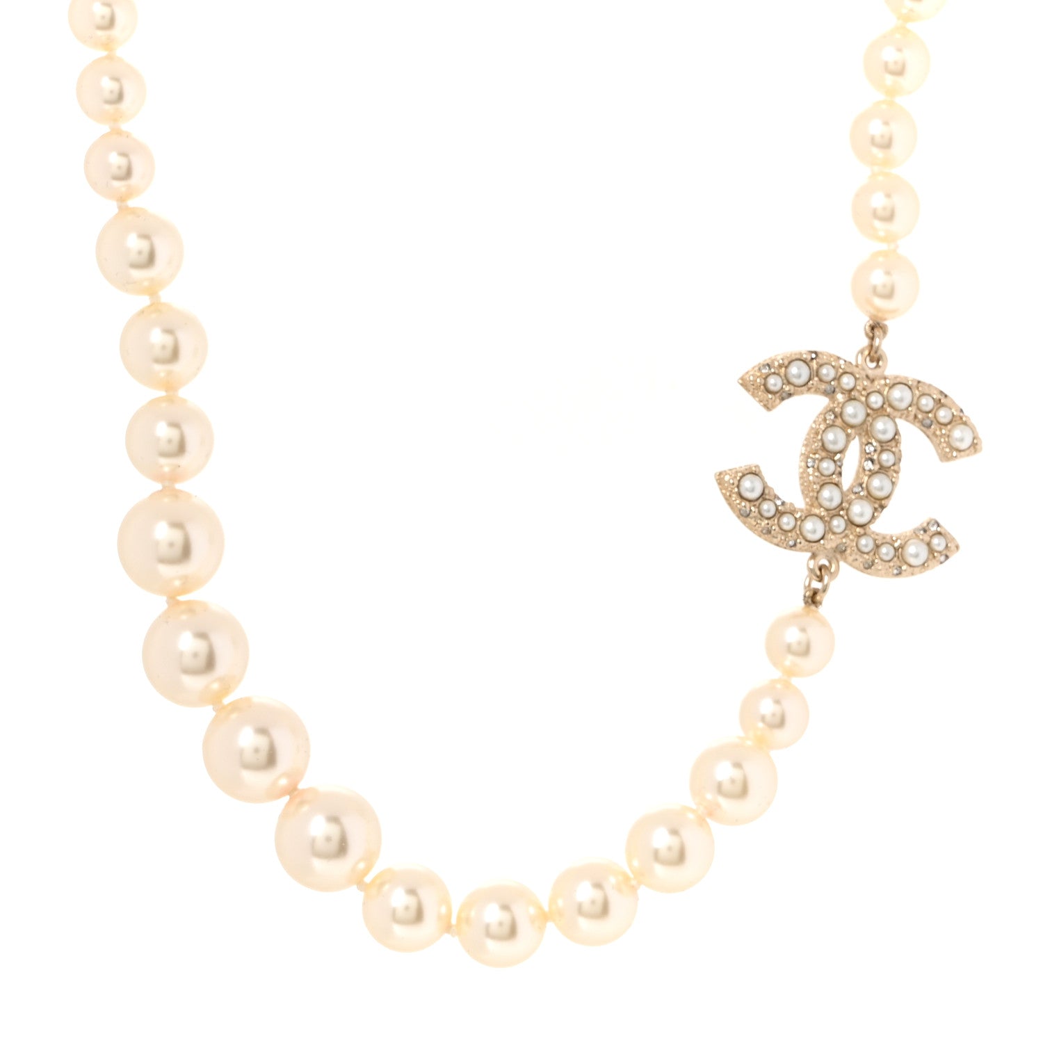 Pearl CC 100th Anniversary Necklace Light Gold