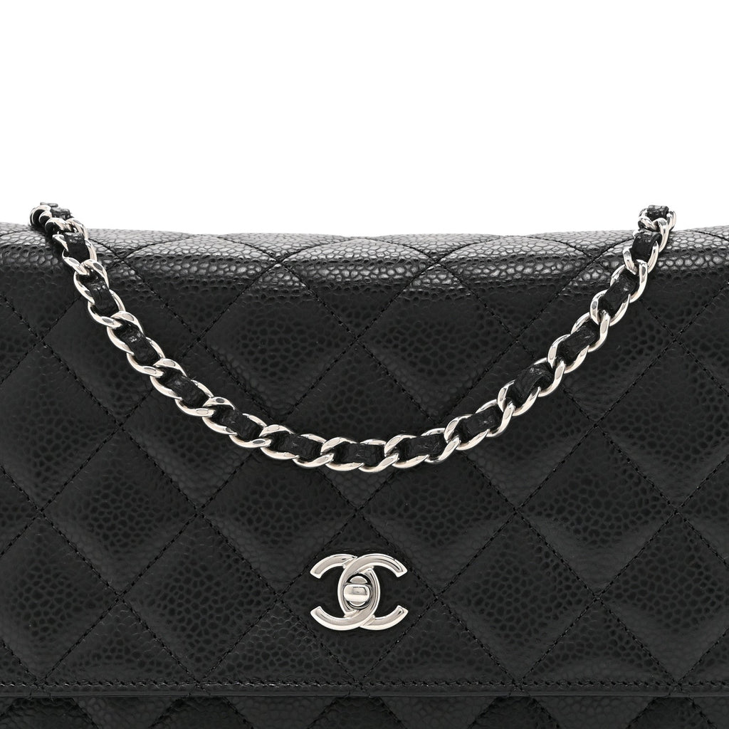 Chanel Caviar Quilted CC Turnlock Wallet On Chain WOC Black