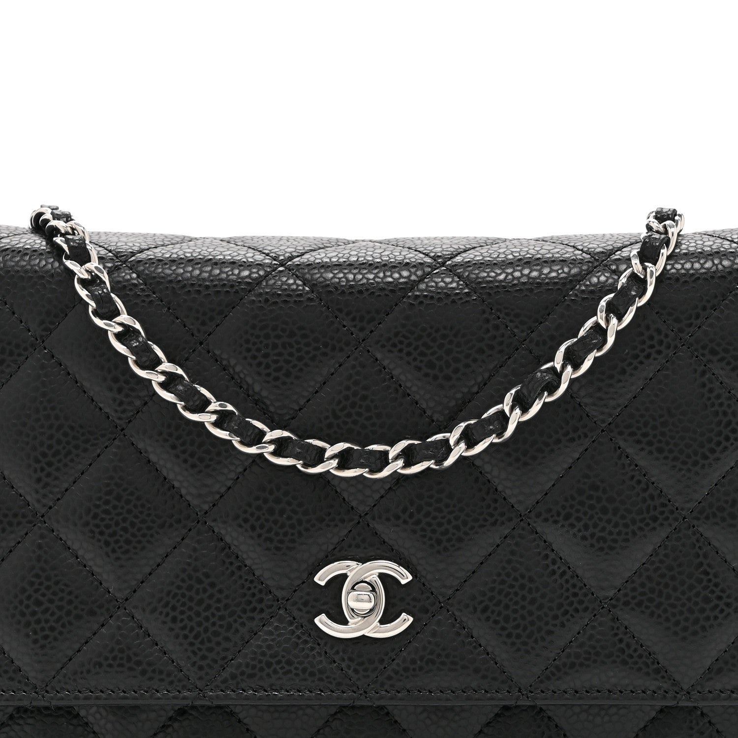 Chanel Caviar Quilted CC Turnlock Wallet On Chain WOC Black