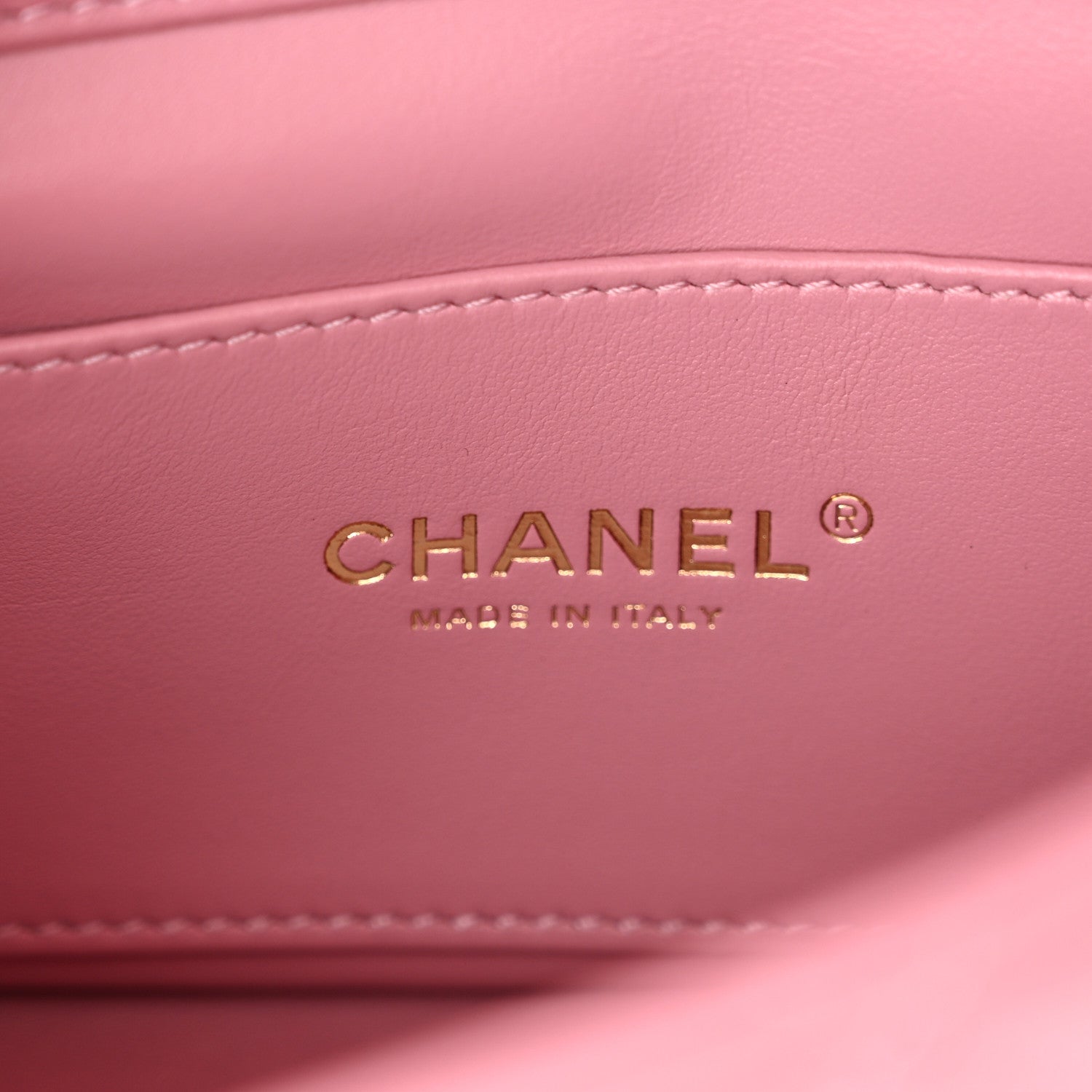 Chanel Lambskin Quilted Mini CC Crystal Logo Chain Flap Pink