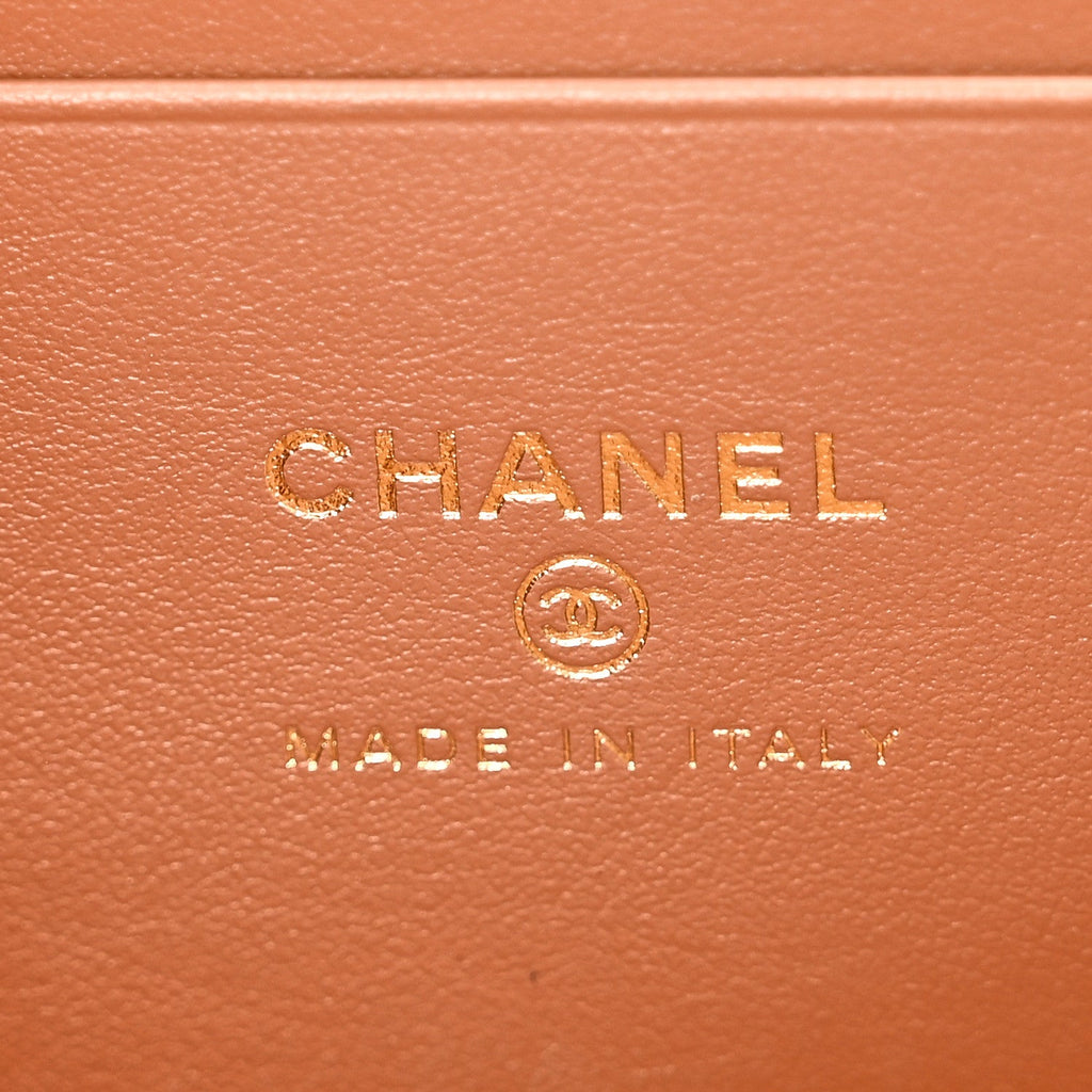 Chanel Caviar Quilted Top Handle Slim Vanity With Chain Brown