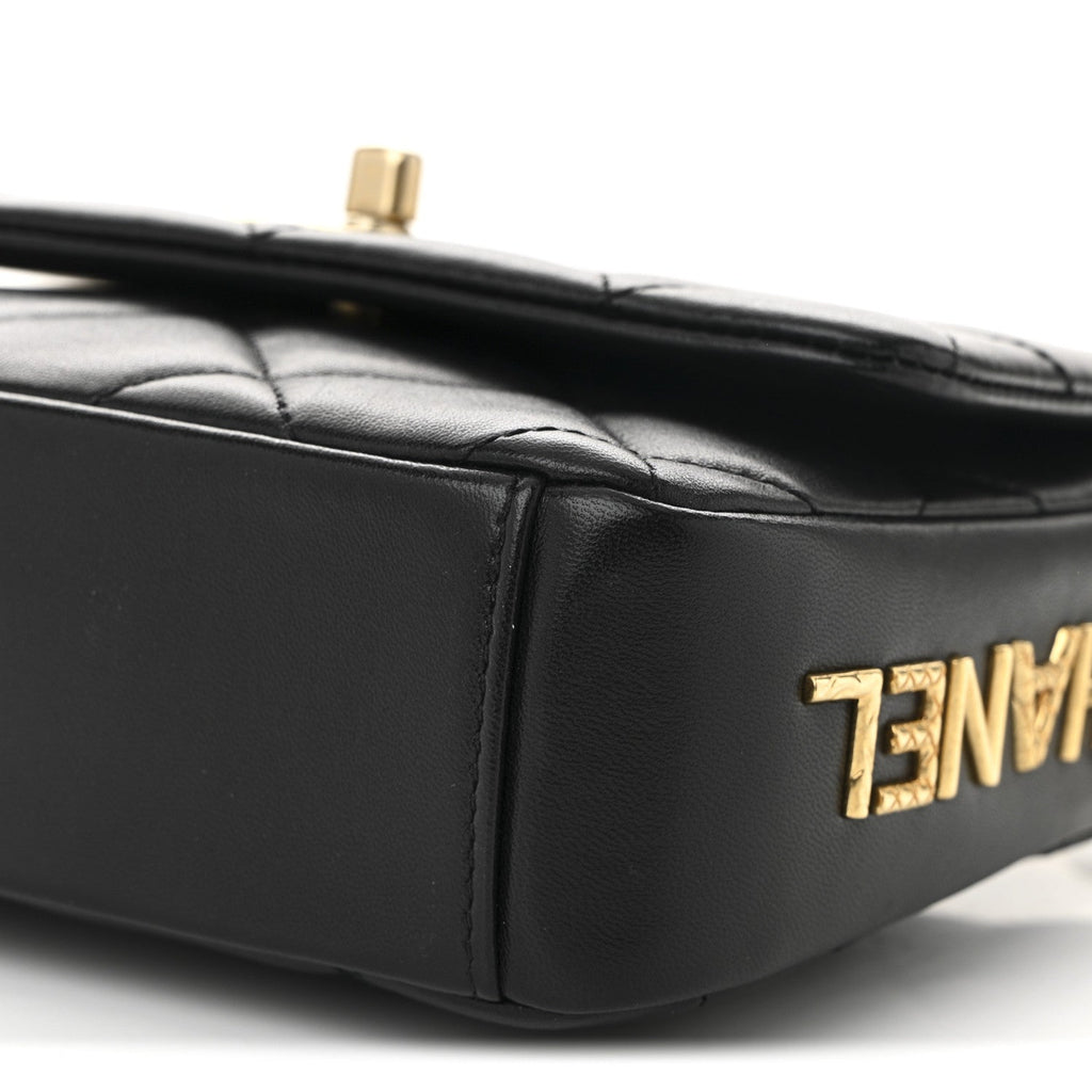 Chanel Lambskin Quilted Mini Side Note Flap Black