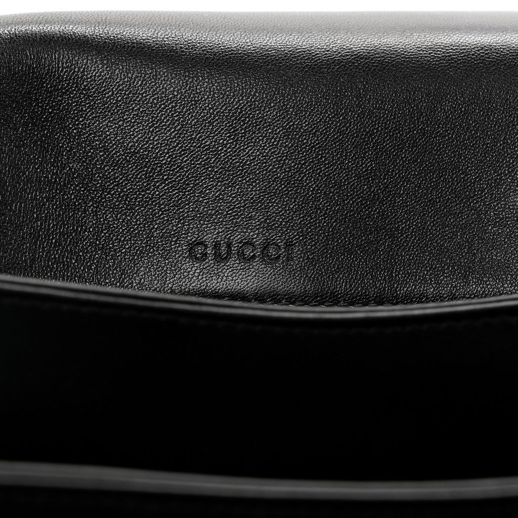 Gucci Calfskin Horsebit 1955 Aura Small Shoulder Bag Black