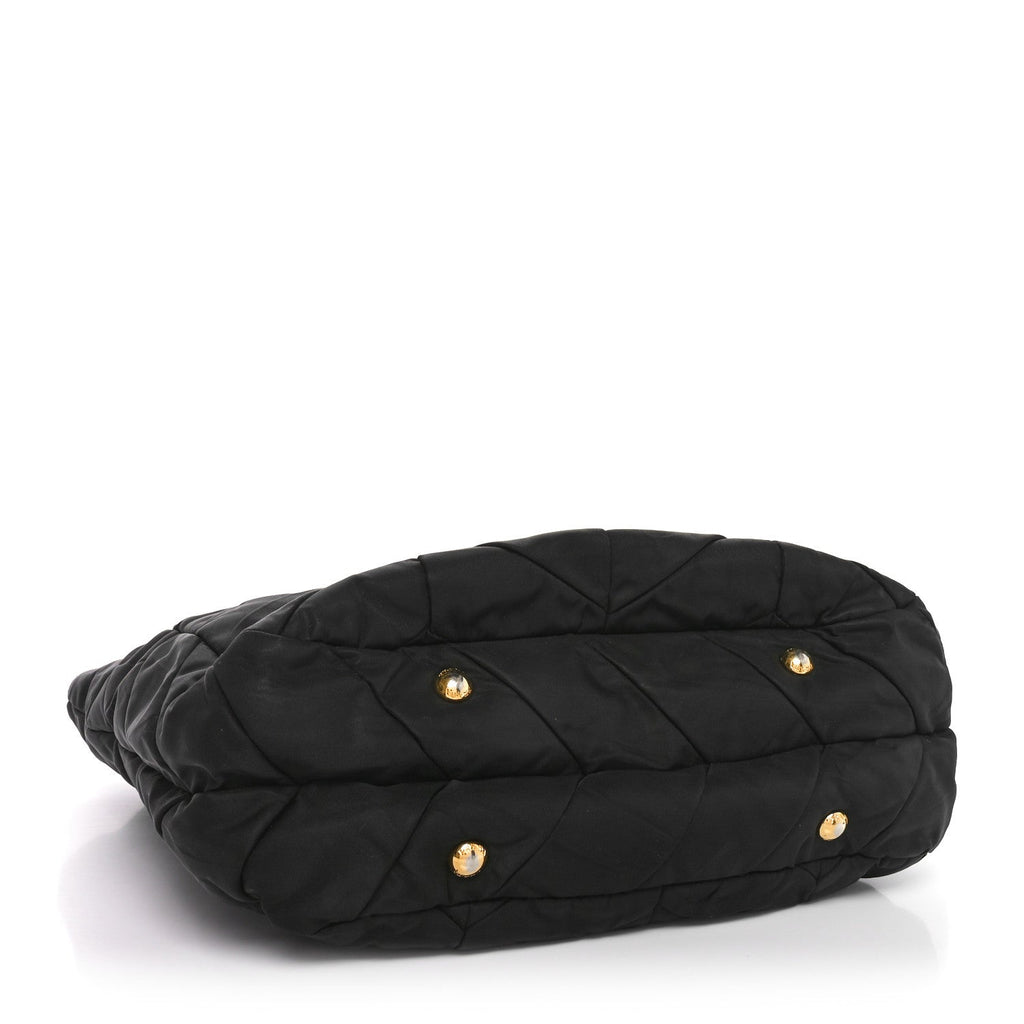 Prada Tessuto Nylon Chevron Quilted Tote Black