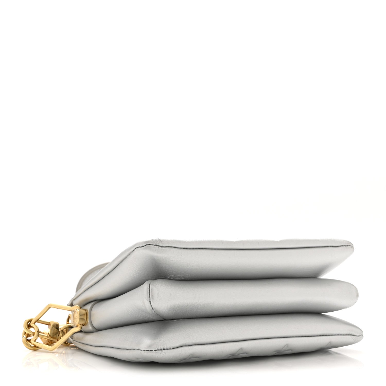 Louis Vuitton Lambskin Embossed Monogram Coussin BB Silver