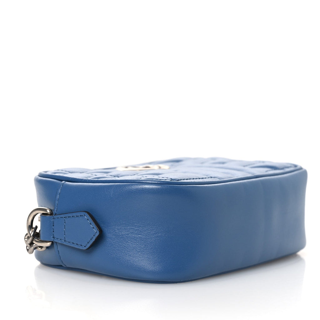 Gucci Calfskin Matelasse Aria Mini GG Marmont Chain Shoulder Bag Clear Blue