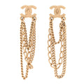 Metal CC Chain Drop Earrings Gold