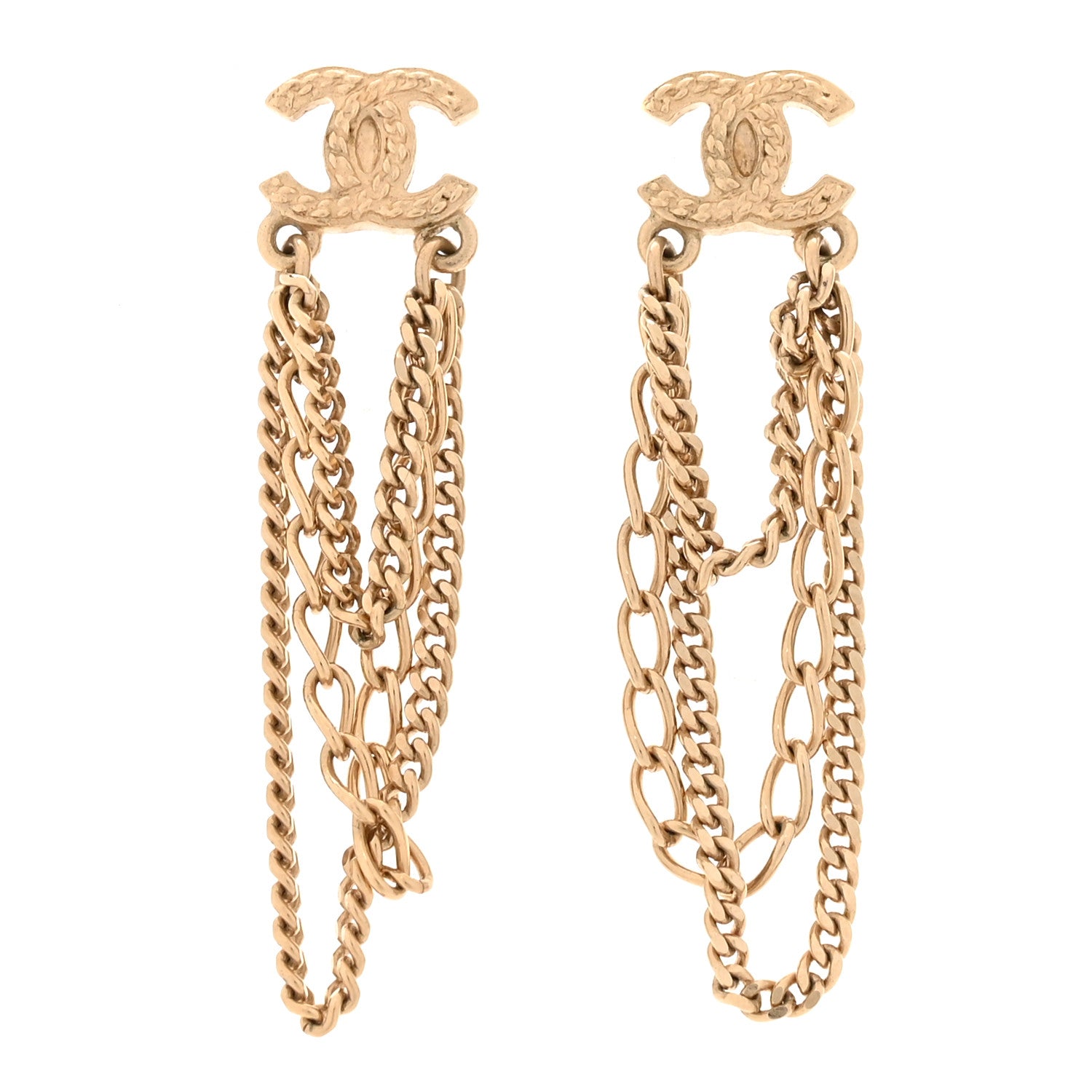 Metal CC Chain Drop Earrings Gold