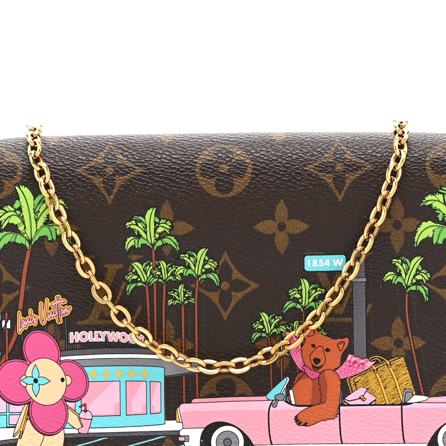 Louis Vuitton Monogram 2021 Christmas Animation Hollywood Pochette Felicie Chain Wallet Fuchsia