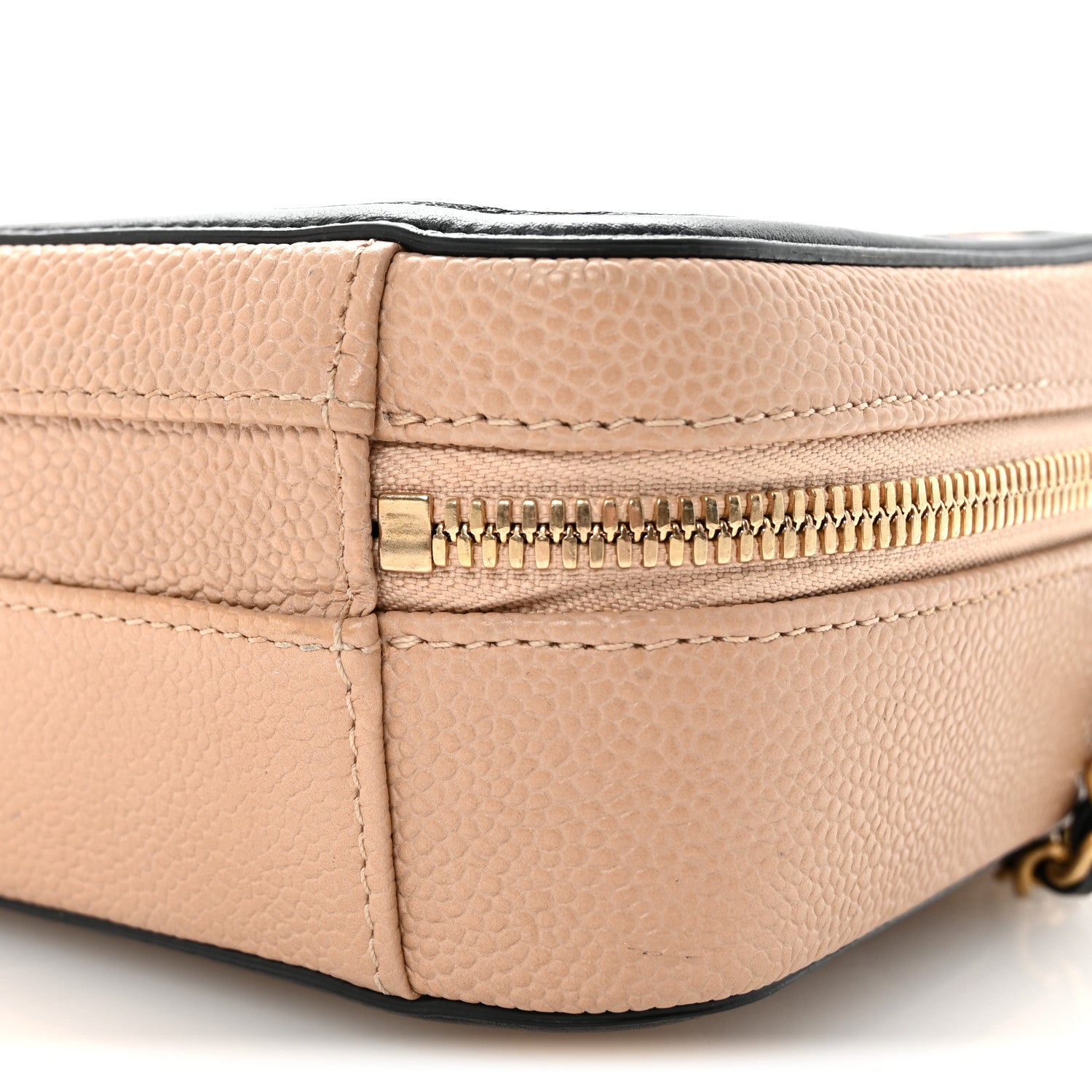 Chanel Caviar Quilted Small CC Filigree Vanity Case Beige Black
