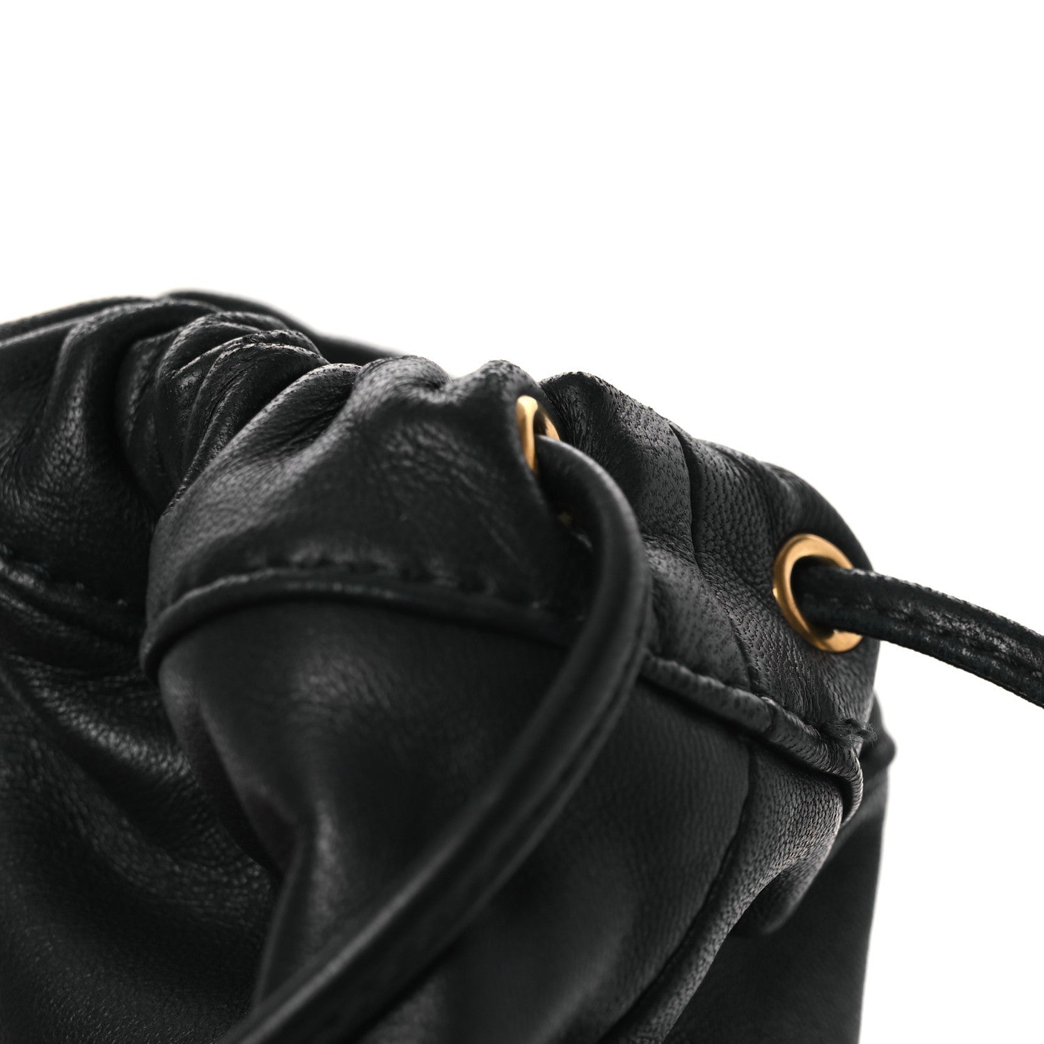 Gucci Calfskin Matelasse Front Pocket Mini GG Marmont Bucket Bag Black