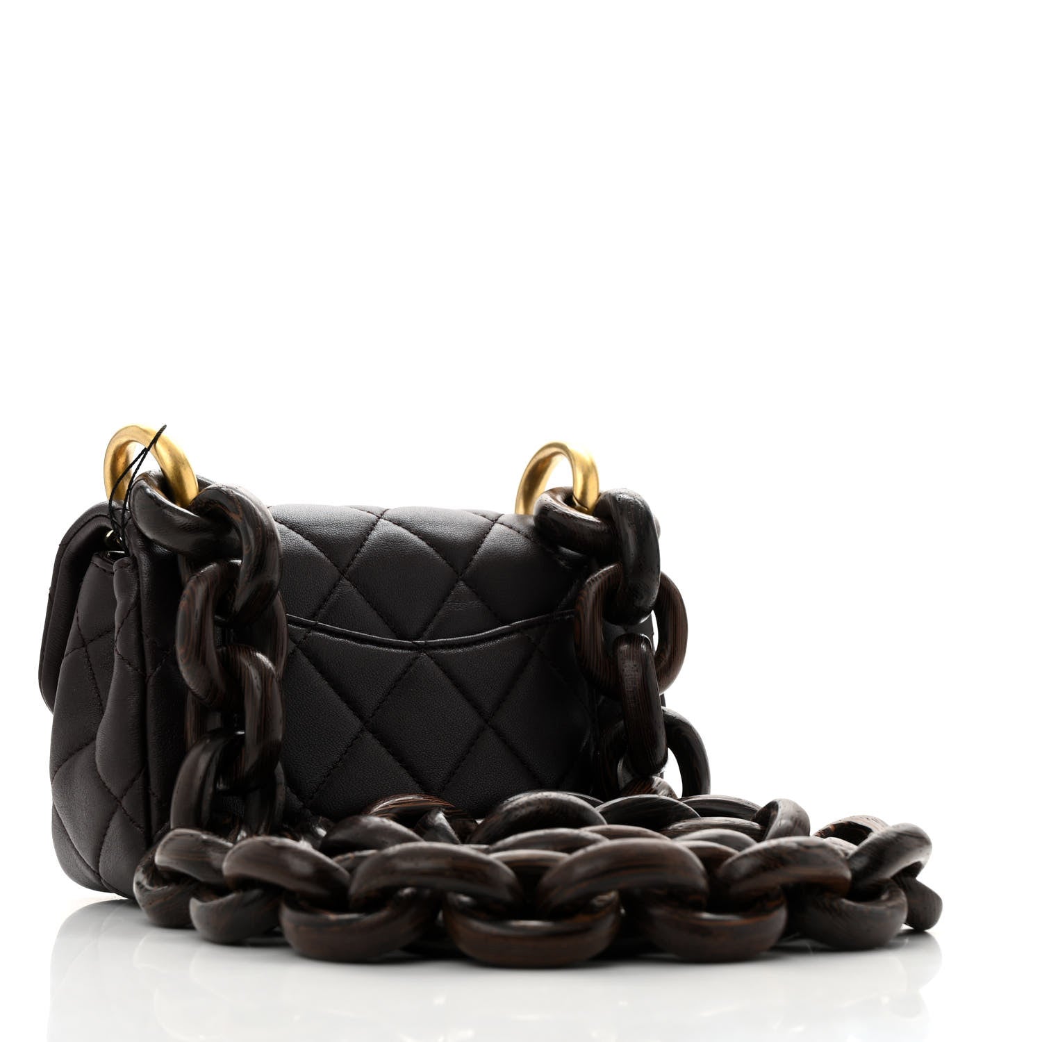 Chanel Lambskin Wenge Quilted Mini Fashion Wood Square Flap Dark Purple