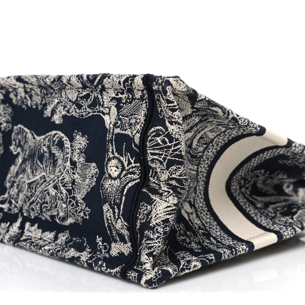 Christian Dior Canvas Embroidered Small Dioriviera Toile De Jouy Book Tote Blue
