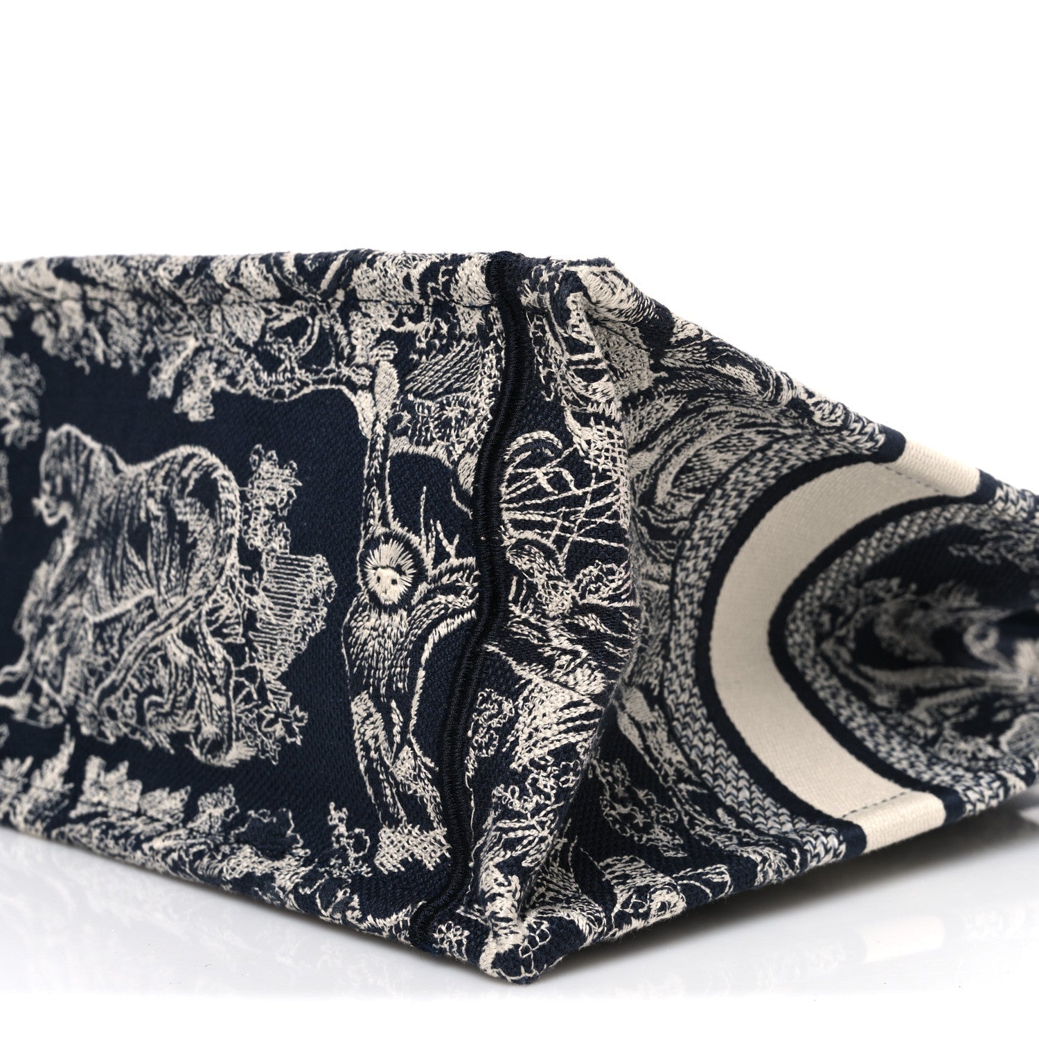 Christian Dior Canvas Embroidered Small Dioriviera Toile De Jouy Book Tote Blue