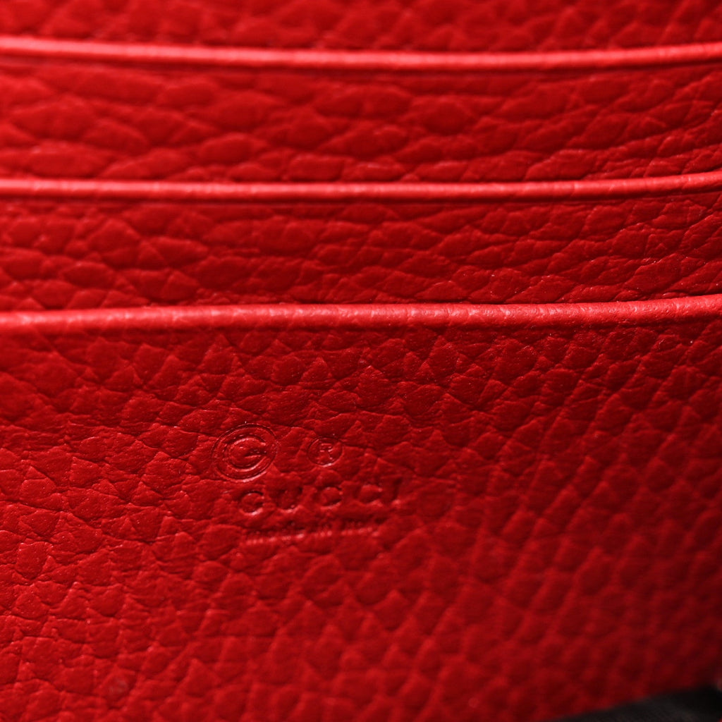 Gucci Dollar Calfskin Interlocking G Chain Wallet Red