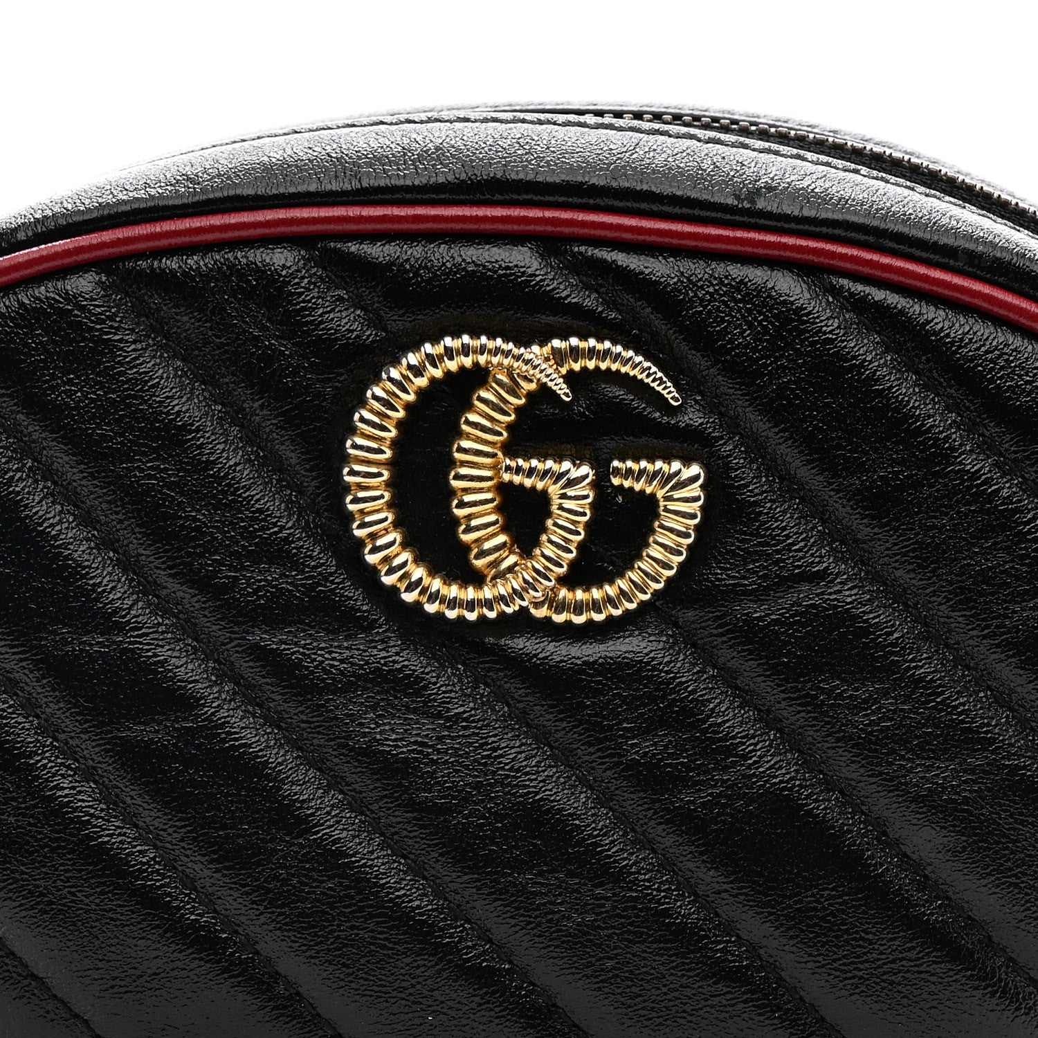 Gucci Azalea Calfskin Matelasse Diagonal Torchon GG Marmont Belt Bag 85 34 Black Romantic Cerise