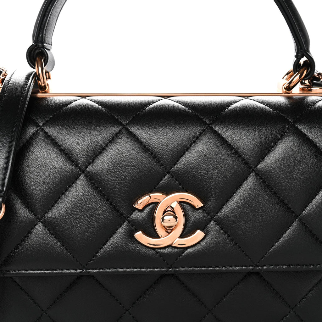 Chanel Lambskin Quilted Small Trendy CC Dual Handle Flap Bag Black
