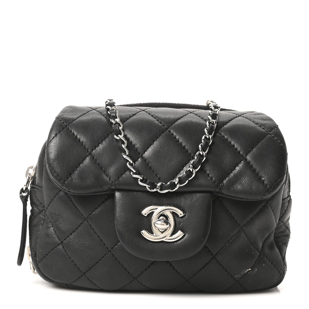 Chanel Lambskin Stitched New Mini Flap Black