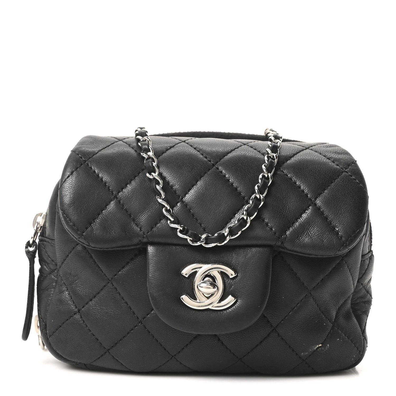 Chanel Lambskin Stitched New Mini Flap Black