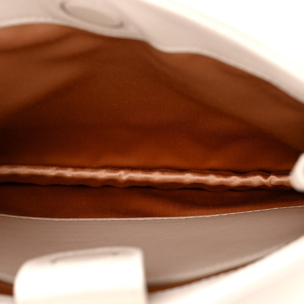 Gucci Calfskin Horsebit Slim Shoulder Bag White