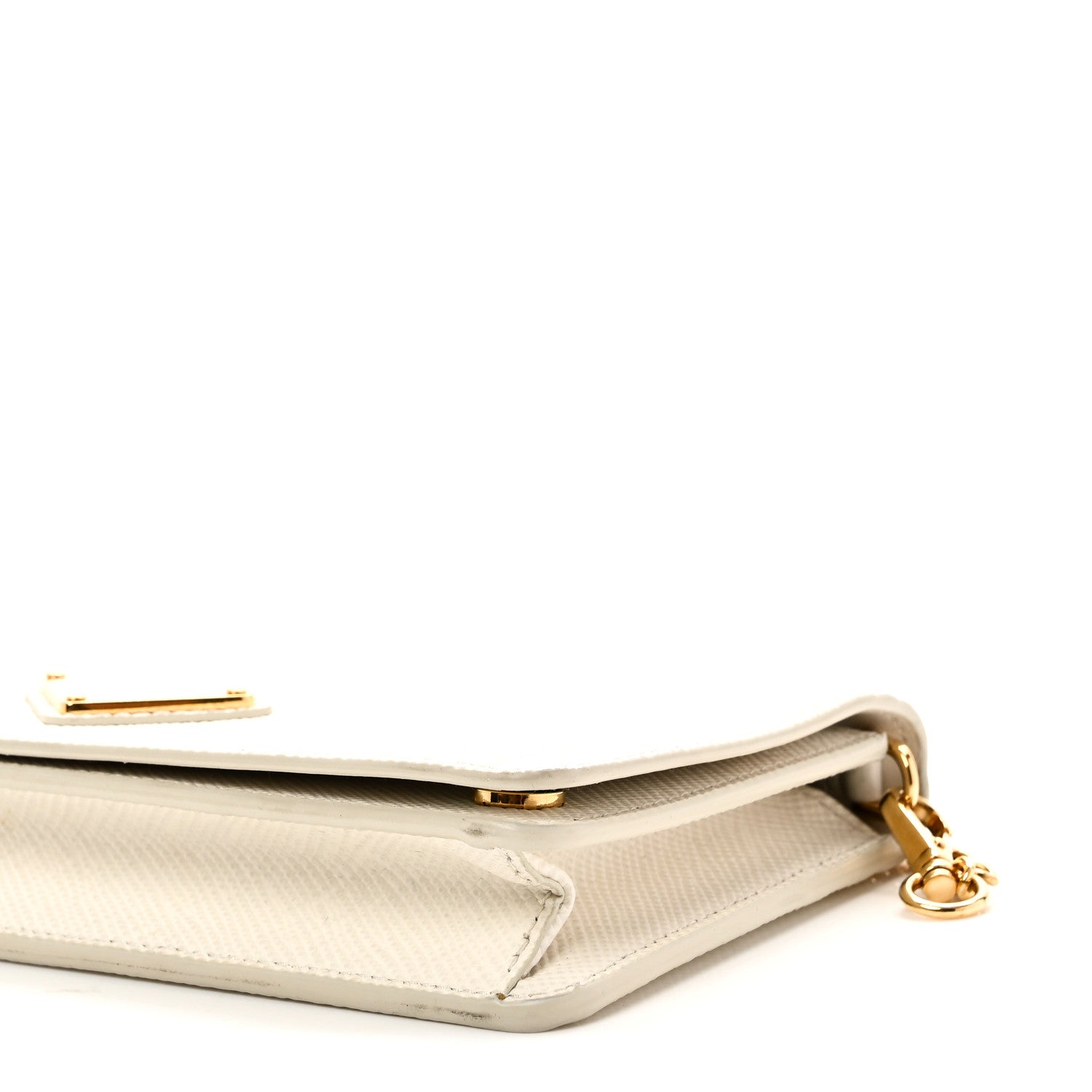 Prada Saffiano Cuir Triangle Logo Miniborse White