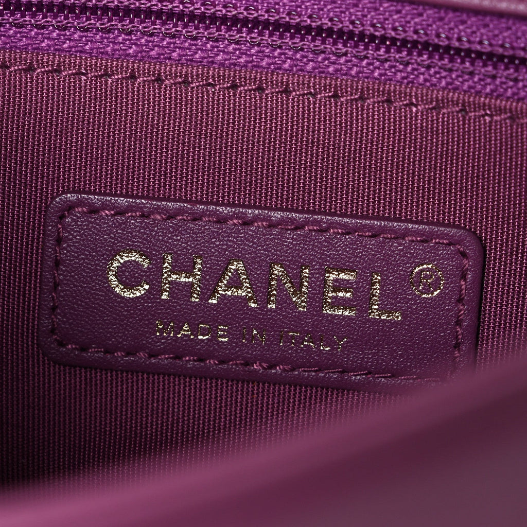 Chanel Caviar Quilted Mini Studded Flap  Purple