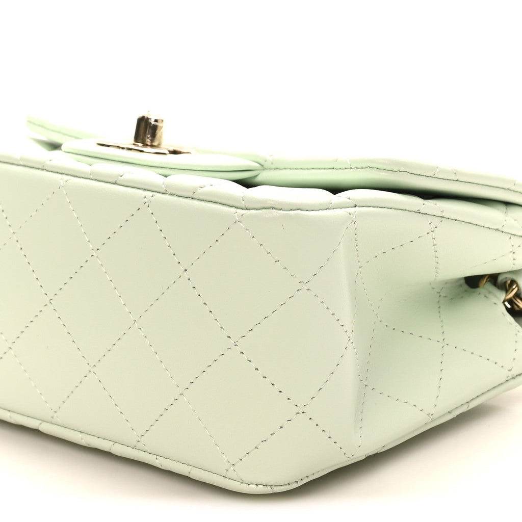 Chanel Lambskin Quilted Mini Square Flap Light Green