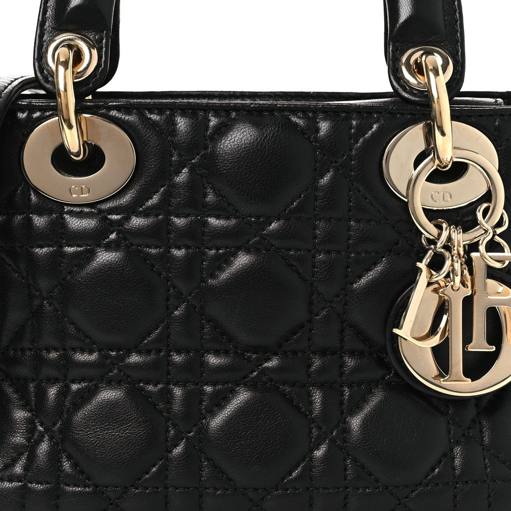 Christian Dior Lambskin Cannage Mini Lady Dior Black