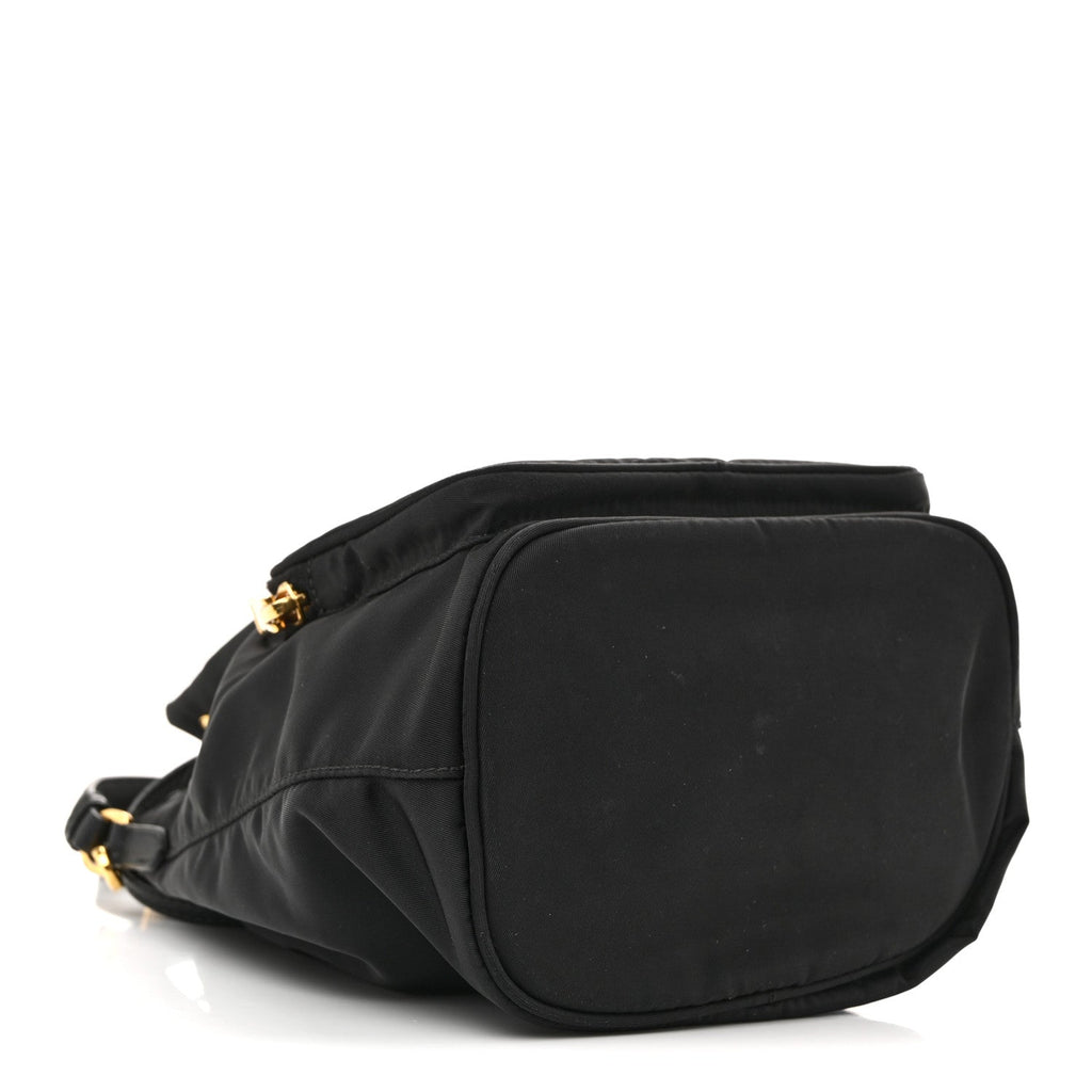 Prada Saffiano Tessuto Nylon Mini Bucket Crossbody Bag Black